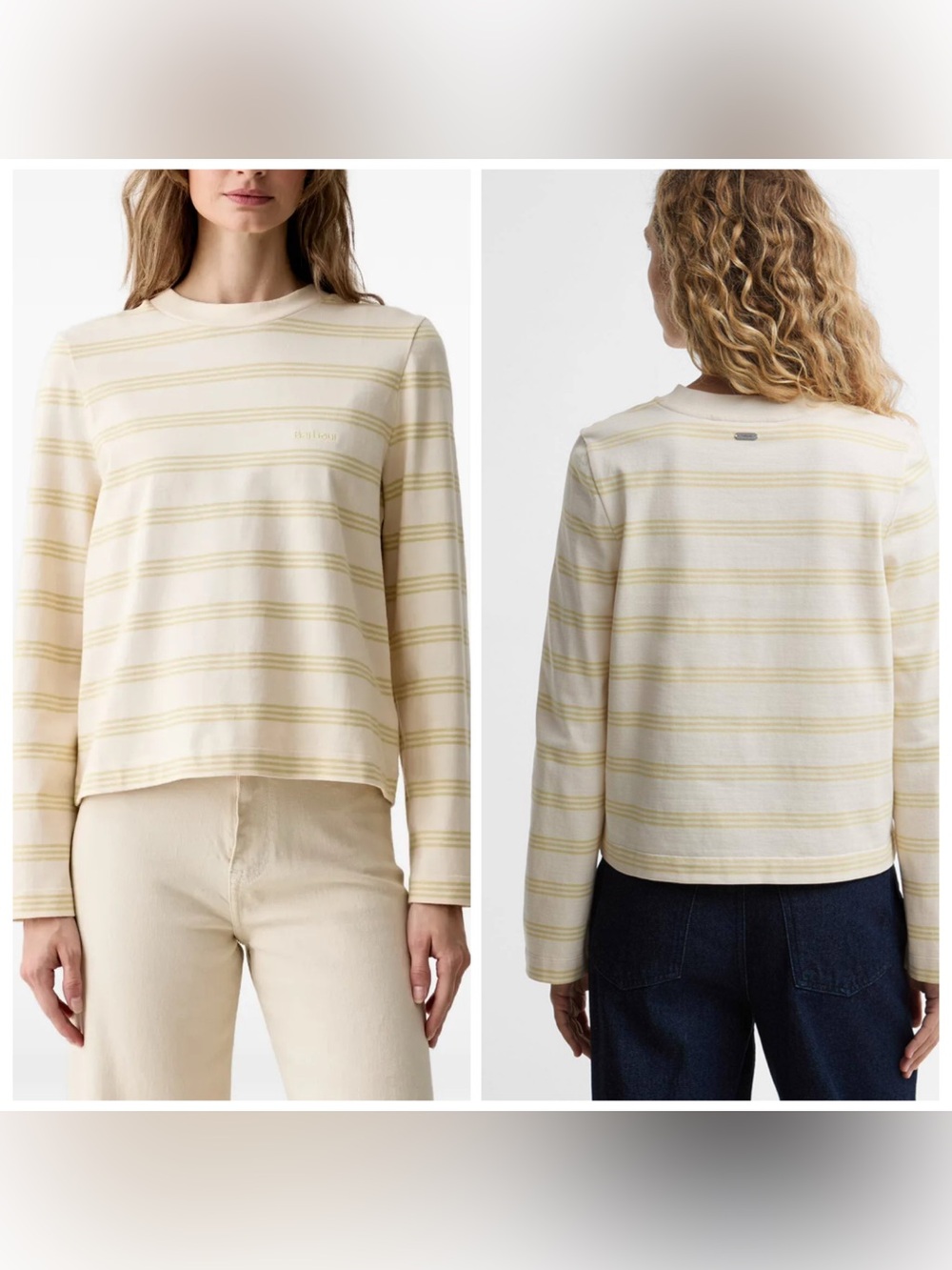 Barbour Dartmoor Cotton Striped Long Sleeve T-Shirt Size 14